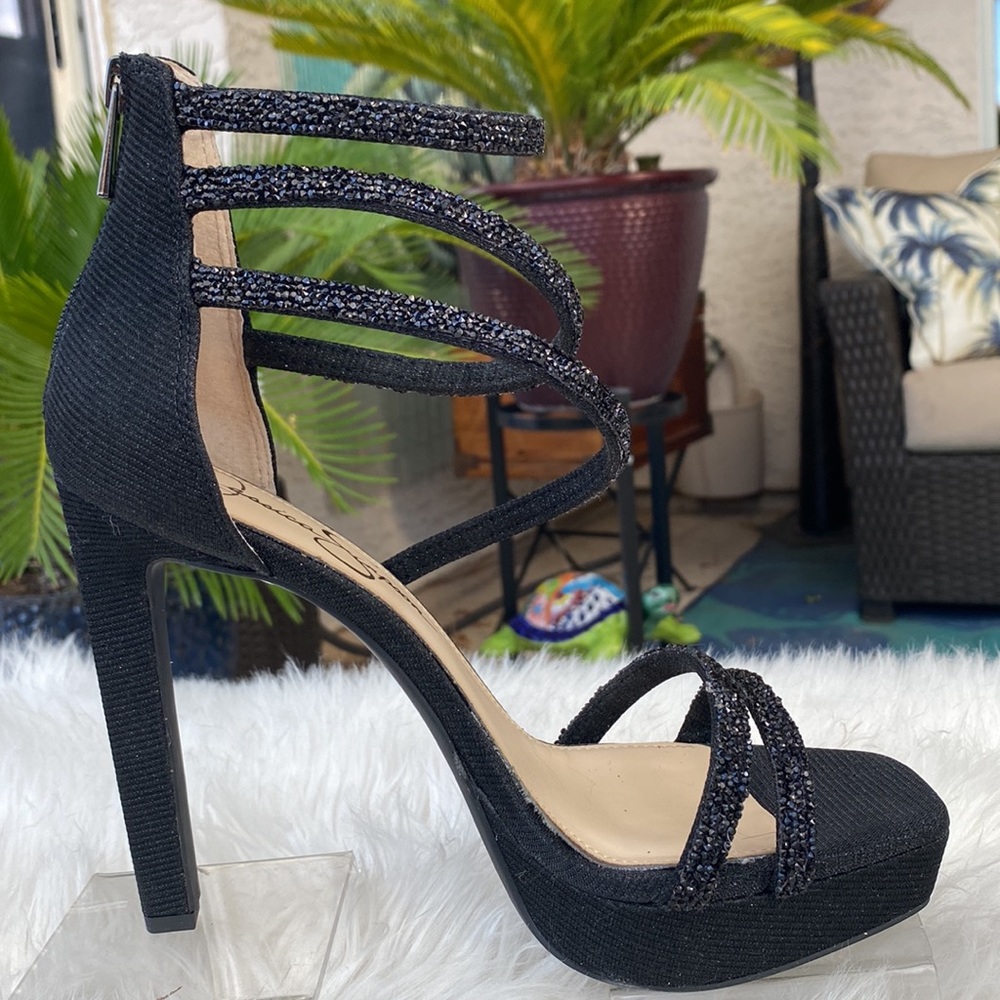 ▪️🖤▪️JESSICA SIMPSON BLACK GLITTER GABOR JS-BEYONAH▪️🖤▪️